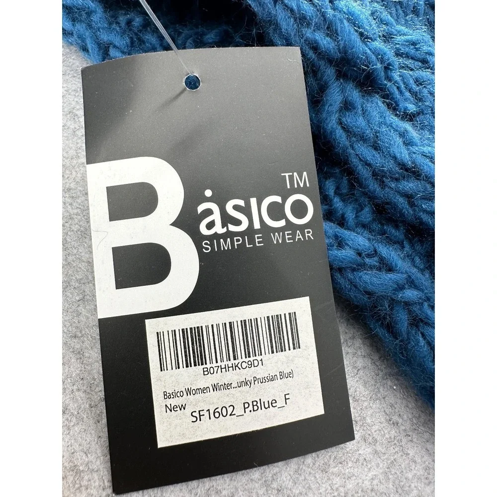 BASICO Infinity Scarf Simple Wear Chunky Knit Prussian Blue NWT Neck Warmer